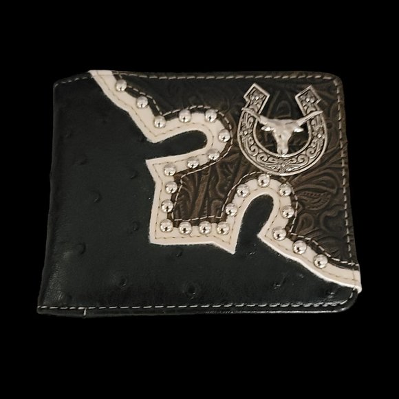 Bags | Western Leather Cowboy Concho Rodeo Wallet Genuine Leather ...